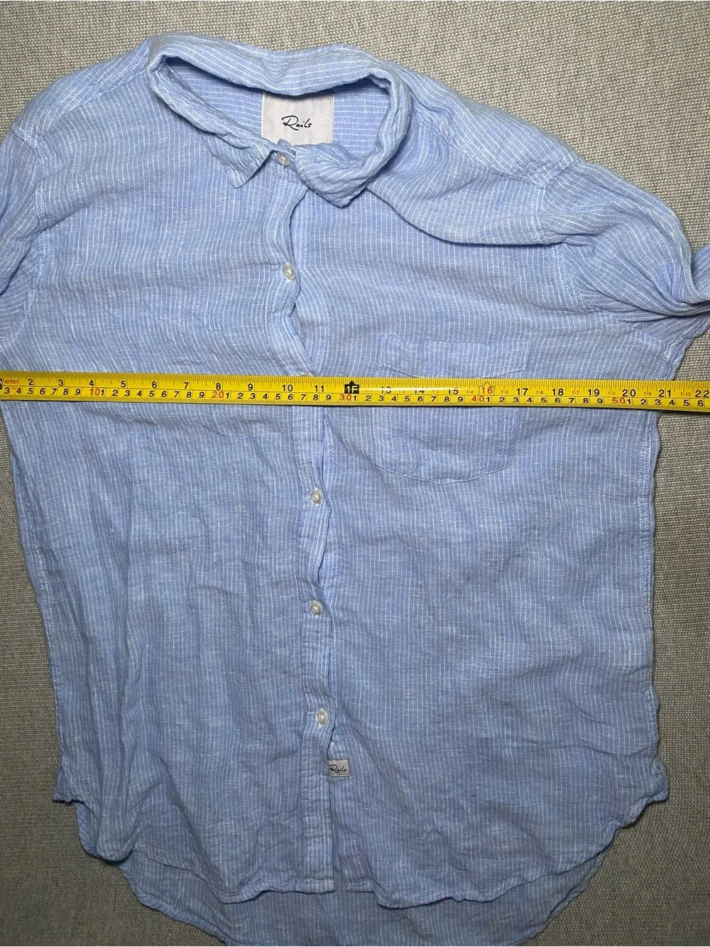 Rails Charli Button Down Shirt Stripe Semi Sheer Linen Blue White Size Small - Picture 4 of 8
